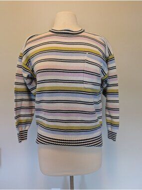 Vintage 90's Multicolor Pastel Striped Knit Pullover Sweater